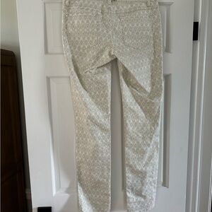 Prana White Khaki diamond print